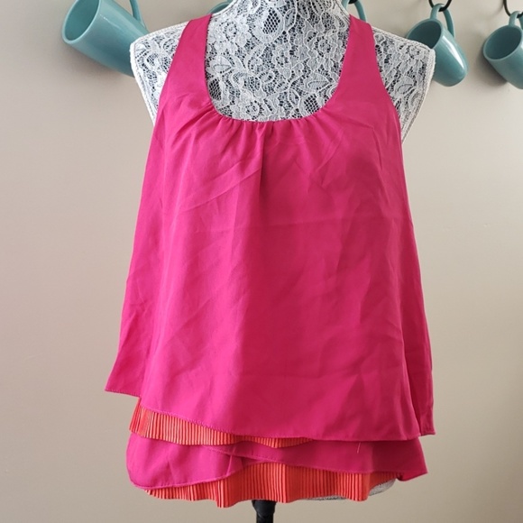Layered pink and orange tank top. - Picture 3 of 7